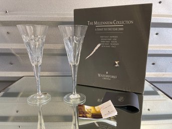 Pair Of Waterford Crystal Love Toasting Flutes With Tags And Box