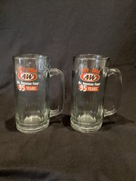 2 Collectable A&w Root Beer Glass Mugs