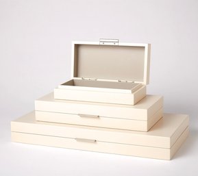 A Barbara Berry Set Of Acrylic Boxes - Includes Biggest And Medium Sized Boxes