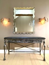 Console Table In Pewter Giltwood & Iron  With Horse Head Detail