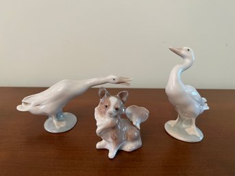 Lladro Geese & Small Dog Lot
