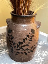 Pottery Planter With Feathery Flowers