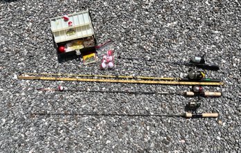 Four Fishing Rods, Stream Seeker, Wally Marshall Junior, Homer J. Simpson & Transformer With Tackle Box.