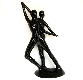 Large 21' Vintage Vanguard Studios Black Mid Century Ceramic Dancing Figures Sculpture