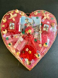 Vintage From Mexico 'La Oracion' Package Heart Amulet Usually Curandero Made Using Mixed Art Mediums