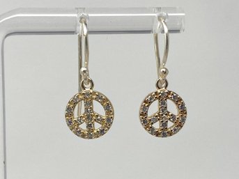 Sterling Silver Peace Sign Earrings