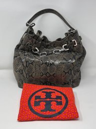 Tory Burch Faux Snake Skin Bucket Bag