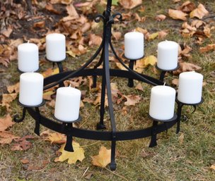 Wrought Iron (8) Pillar Candle Farmhouse Chandelier