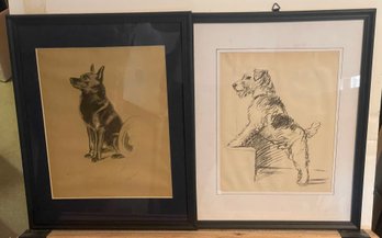 Two Framed Dog Prints By Lucy Dawson
