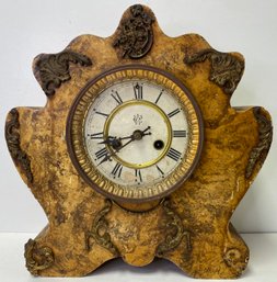 Antique 1898 Waterbury Clock Company Mantle Clock - Wavy Faux Marble Wood - For Decoration - Restoration - CT