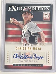 2013 Panini Elite Extra USA Baseball Christian Moya Autographed Card #8     Numbered 49/197