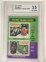 1975 Topps 1956 MVP'S Mickey Mantle / Don Newcombe Card #194  PSA 3.5
