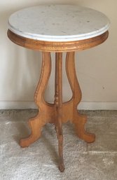 Vintage Marble Top Round Pedestal Table