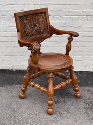 Vintage German Carved Oak Pub/ Tavern Chair