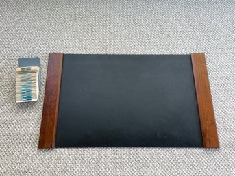 Wood Trim Desk Pad Protector With Rolodex