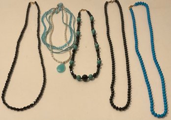 Vintage Black & Turquoise Crystal & Stone Necklaces