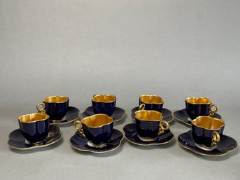 Black Knight Cobalt Glue & Gold Mini Tea Cups & Saucers