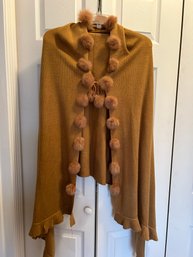 Pom Pom Cape And Long Lined Wood Skirt