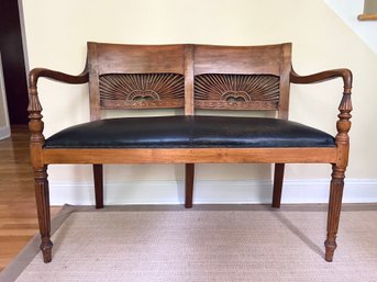 Vintage Carved Wooden Bench