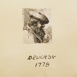 1778 Deuchar Ink Old Master Print Etching Artists Self Portrait Print