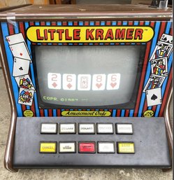 Little Kramer Arcade Video Poker Game Amusement Only 1987 Works Screen Good W Keys 18.5x22x18 Swivel Table Top