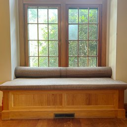 A Built In Oak Window Seat Including Cushions