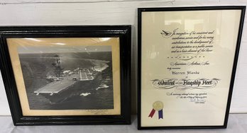 Two Framed Military 'Admirals' Mementos