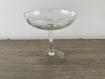 Tall Stemmed Etched Glass Candy Dish