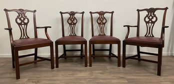 Four Chippendale Style Mahogany Dining Chairs By Hickory Chair Co