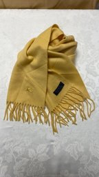A BURBERRYS YELLOW PRORSUM KNIGHT FRINGED SCARF MADE IN ENGLAND