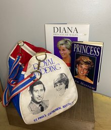 Vintage 1981 Royal Wedding Duffle Bag And Princess Diana Books