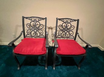 Pair Of Outdoor Metal Square Chairs