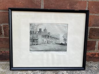 Donn Swann Mt Vernon Original Etching, Pencil Signed, Limited Edition