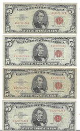 (4) 1963  $5 Red Seal United States Notes