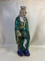 Antique Chinese Mudman Figure Holding Brush