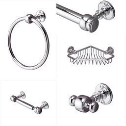 A 7 Pc Set Of  Devon And Devon Brushed Nickel Bathroom Accessories - Rods - Hooks - TP - Bath 2B