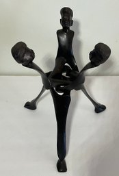 African Figurines Hand Carved Collapsable Tripod