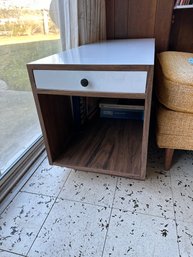 Long, Single Drawer End Table With White Formica Top