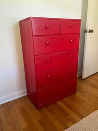 Red Painted Wooden Dresser