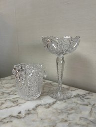 Vintage Crystal Candy Dish & Ice Bucket