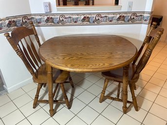 Drop Leaf Kitchen Table And Two Spindle Back Dining Chairs . All Wood