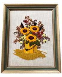 Made By Pat Thompson - Vintage Sunflower Needle Point Art