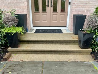 Two Sets Of Matching Square Outdoor Resin Planters