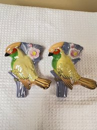 Lustre Finish Pair Of Bird Wall Pockets