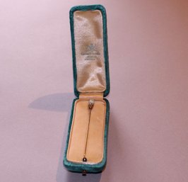 Vintage Opal & 14k Yellow Gold Stick Pin, William H Goodgeon Case