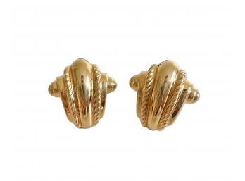 Pair Of 14K Gold Rope Decorated Earrings