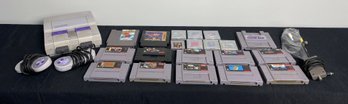 Super Nintendo Original Game Console With 2 Controllers And Various Games