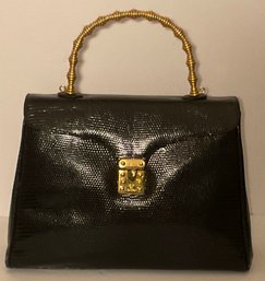 Lana Of London Vintage Black Pebbled Leather Handbag, Crossbody