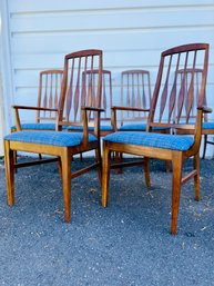 Mid Century Modern Walnut Dining Chairs, Set Of 6