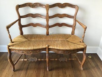 1990s Pierre Deux French Country Settee Bench With Rush Seat